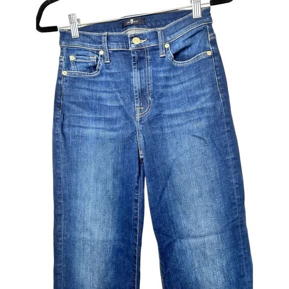 7 for all Mankind Cropped Alexa Jeans Size 27 Dark Wash Classic Closet Staple - Picture 3 of 15